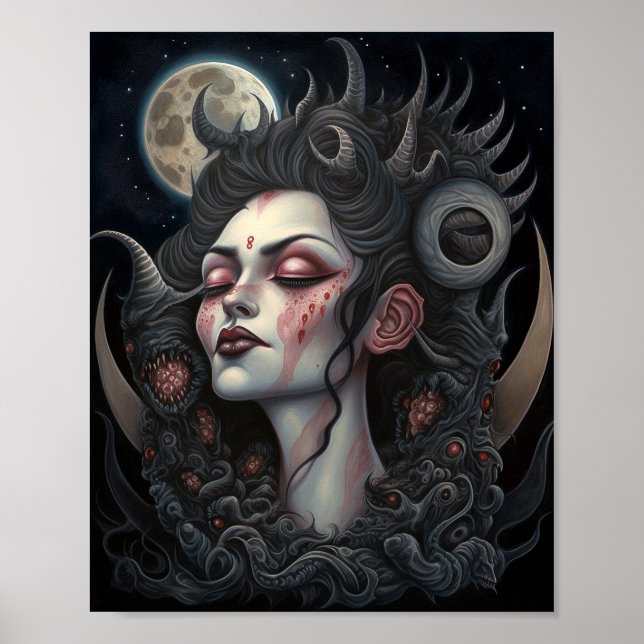 Poster Demon Woman Queen Dark Imaginaire Art (Devant)