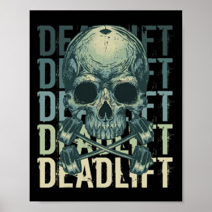 Poster Démontage Skull Skeleton Exercice Powerlifting Gym