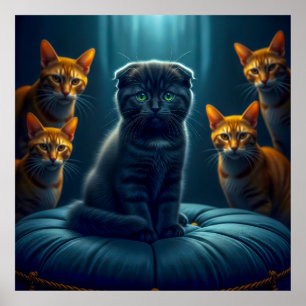 Poster Démythe : Les chats noirs apportent bonne chance !