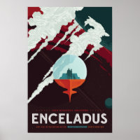 Poster d'Encelade sur les voyages spatiaux Vintage