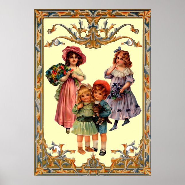 Poster d'Enfants Victoriens d'Art vintage Imprimer (Devant)