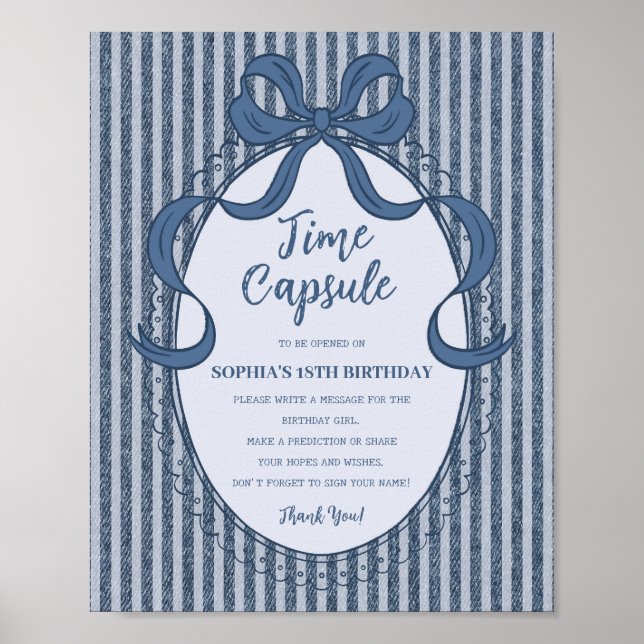 Poster Denim Coquette Bow Blue Jean Birthday Time Capsule (Devant)