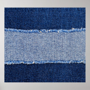 Poster Dénim déchiré : tissu de jean bleu.
