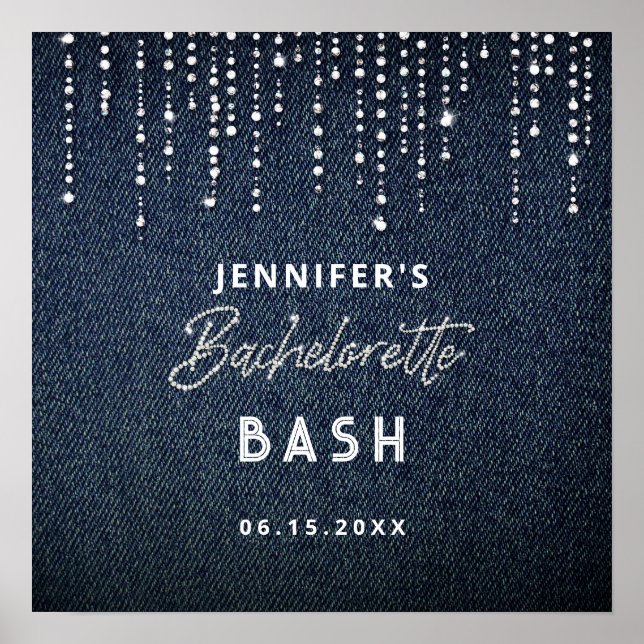 Poster Denim Diamond Parties scintillant Drippings Navy B (Devant)