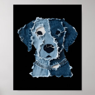 Poster Denim drôle rétro patch animal Chien
