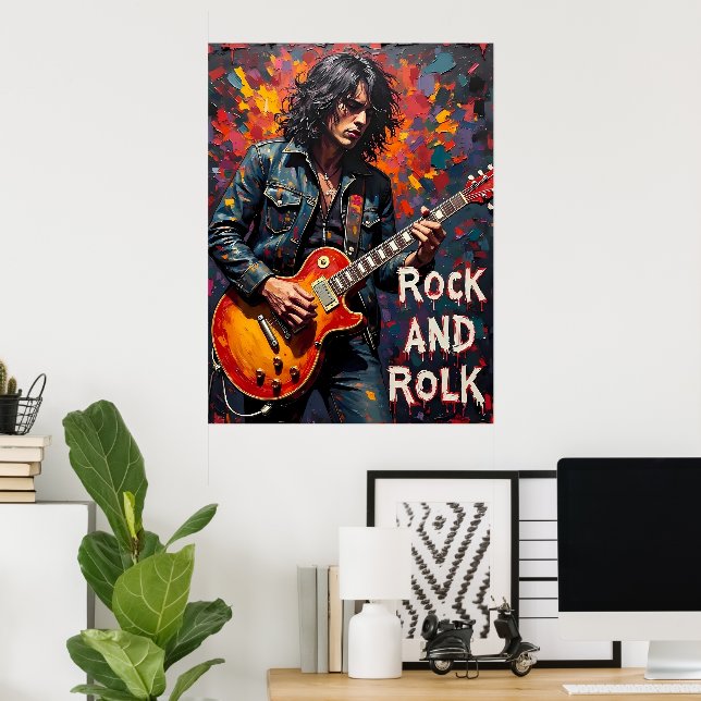 Poster Denim et Guitare (Bureau à domicile)