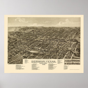 Poster Denison, TX Panoramic Map - 1886