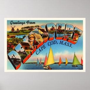 Poster Dennisport Cape Cod Massachusetts MA Old Travel
