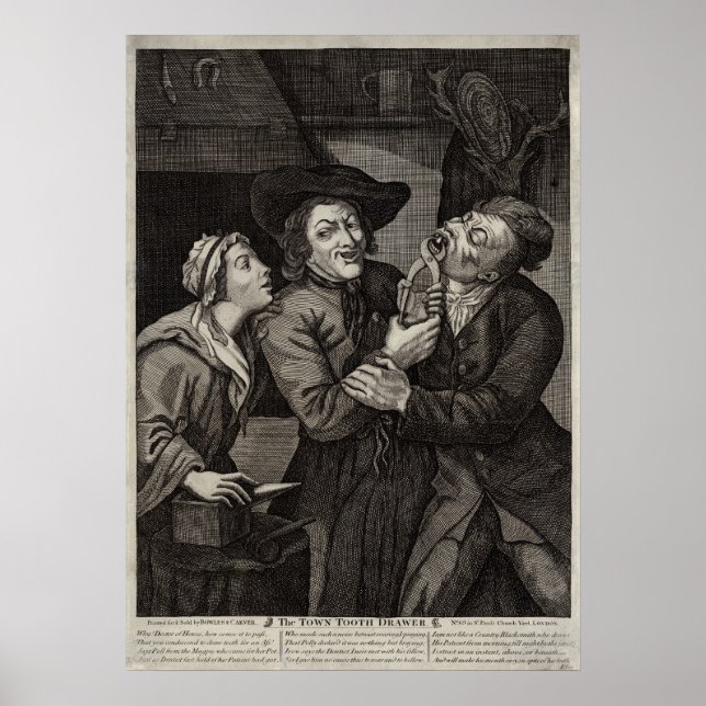 Poster Dental History Funny Antique Dentiste Caricature (Devant)