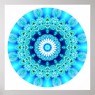 Poster Dentelle bleue Mandala, Aqua Abstrait