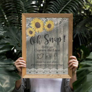 Poster Dentelle de tournesol en bois rustique Oh Snap Has