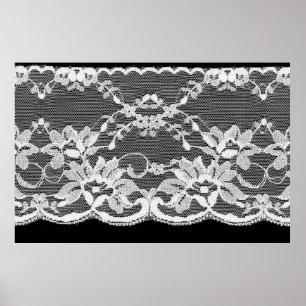 Poster Dentelle florale blanche sur un arrière - plan noi