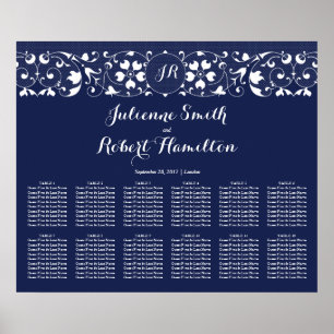Poster Dentelle Marine Bleu Mariage Siège Graphique 12 Ta