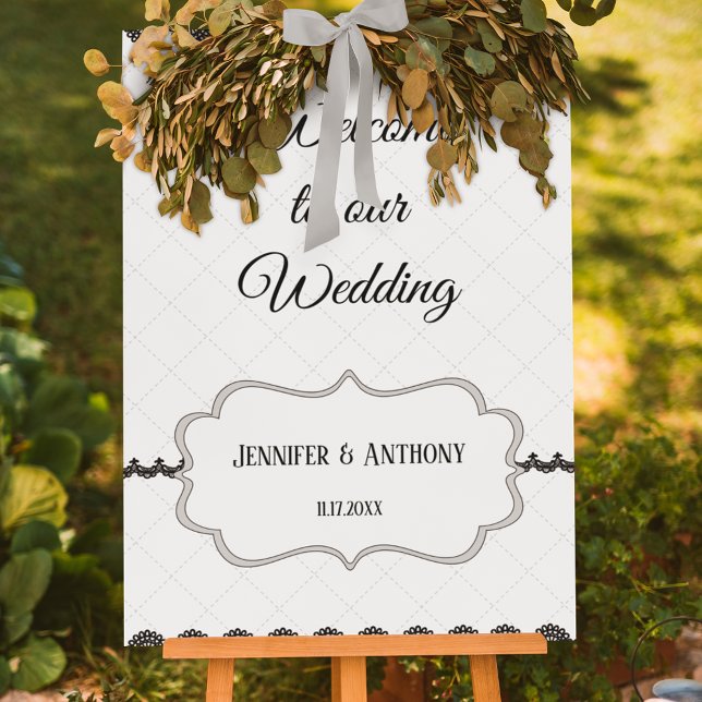 Poster Dentelle noire sur mariage blanc personnalisé (Créateur téléchargé)