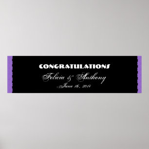Poster Dentelle pourpre Damask Mariage ou bannière Fiança