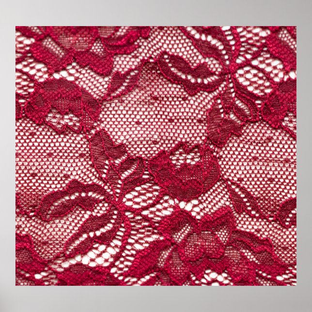 Poster Dentelle rouge : textile jacquard élastique. (Devant)