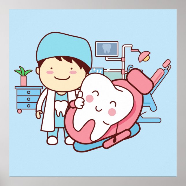 Poster dentiste Animé avec dent (Devant)