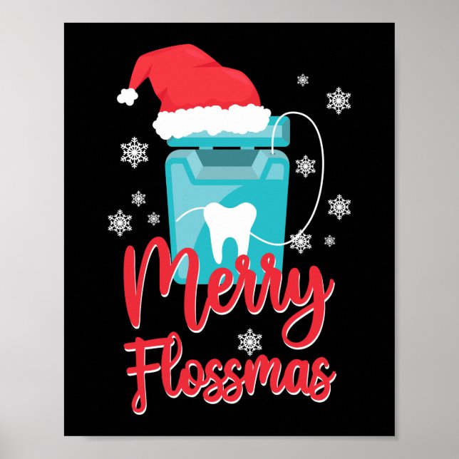 Poster Dentiste Dental Joyeux Flossmas Noël Floss (Devant)