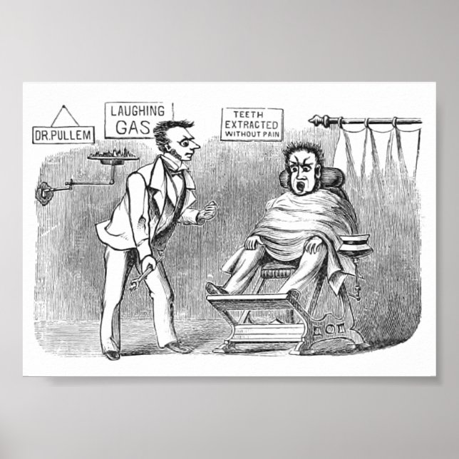 Poster Dentiste vintage, Extraction de dents sans douleur (Devant)