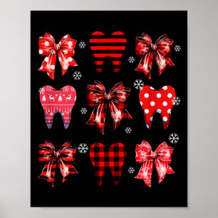 Poster Dents de Noël drôles dentaires Mignon Xmas Dentist