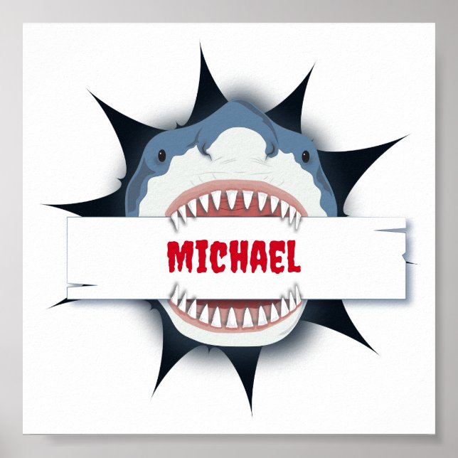 Poster Dents de requin Bouche ouverte Personnalisée (Devant)