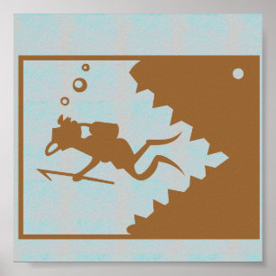 Poster DENTS et plongeur graphiques de REQUIN de