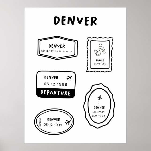 Poster Denver - Collection de timbres de voyage | Desi mi (Devant)