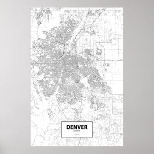 Poster Denver, Colorado (noir sur blanc)