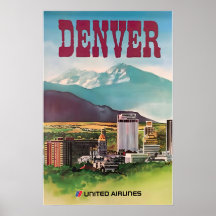 Denver Imprimer Colorado Art United Airlines Voyag