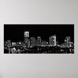 Poster Denver par nuit en noir et blanc