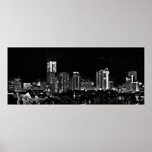 Poster Denver par nuit en noir et blanc (Devant)
