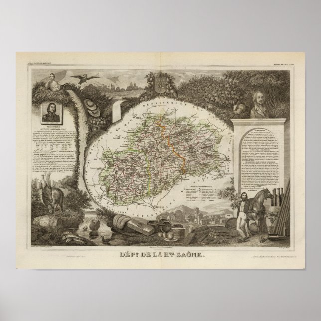 Poster Département De La Saône (Devant)