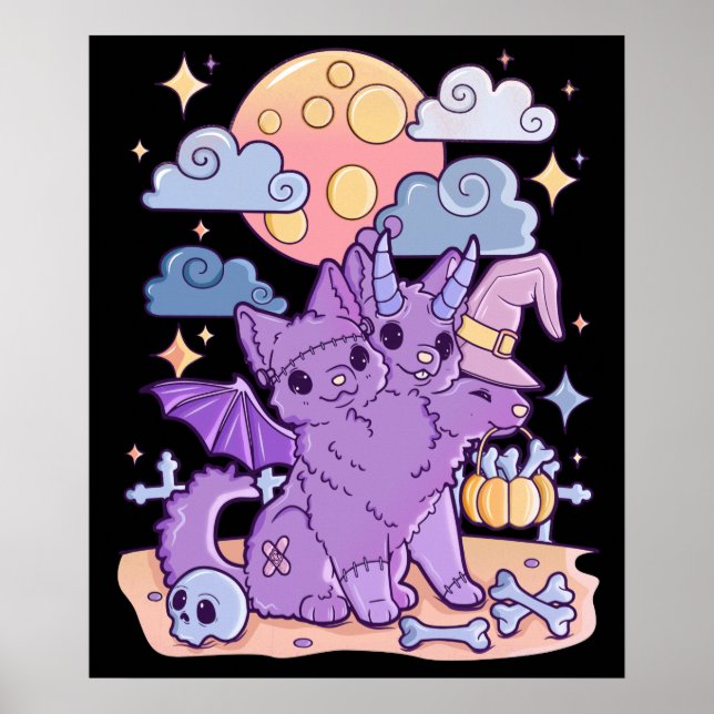 Poster Déplaisant Kawaii Chibi Horreur Pastel Goth (Devant)