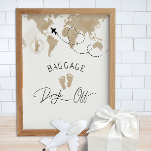 Poster Dépose de bagages Voyage Avion Baby shower Signal