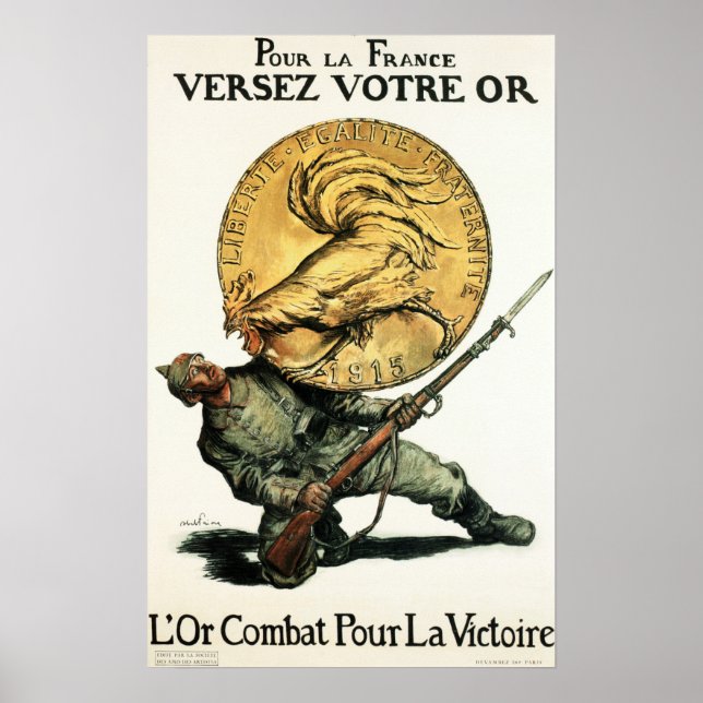Poster Déposez De L'Or Pour La France ! Luttez Pour La Vi (Devant)