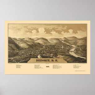 Poster Dépôt, NY Carte Panoramique - 1887