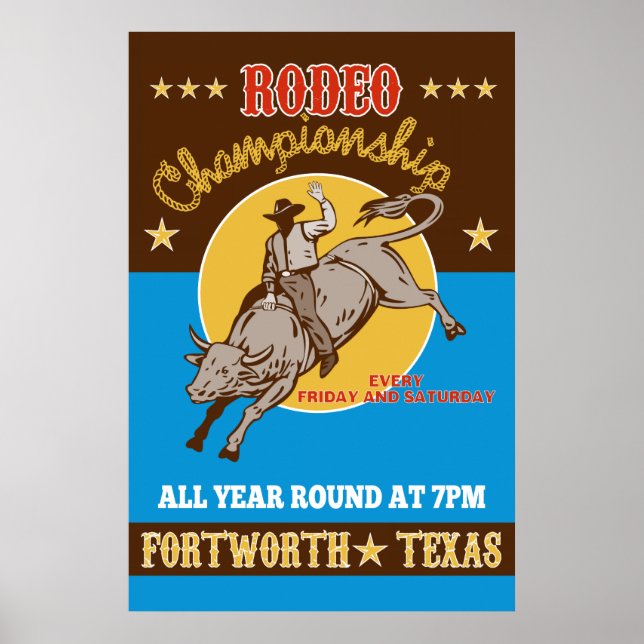 Poster d'équitation de taureaux Rodeo Cowboy (Devant)