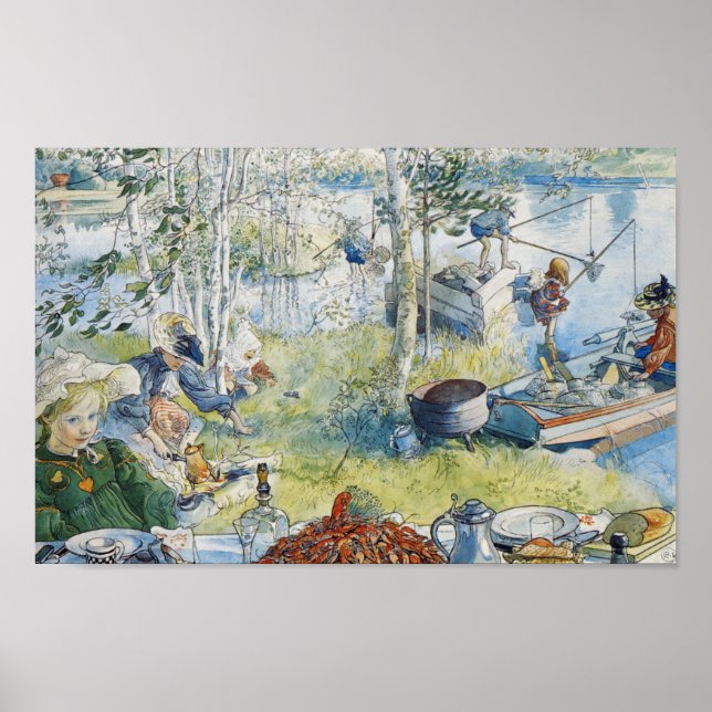 Poster Der Krebsfang, Carl Larsson (Devant)