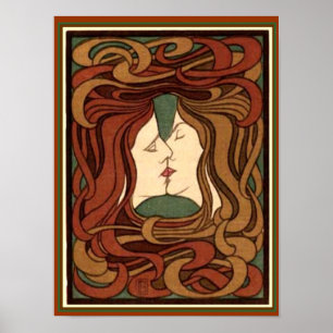 Poster "Der Kuss" par Peter Behren Art nouveau Imprimer 1