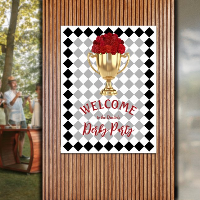 Poster Derby Day Trophée et Roses Bienvenue (Derby Day trophy and roses Welcome poster - INSTANT DOWNLOAD and/or PRINTED)