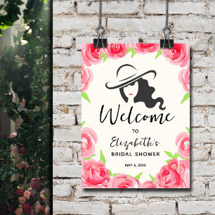 Poster Derby Fête des mariées Casquette et Rose Bienvenue