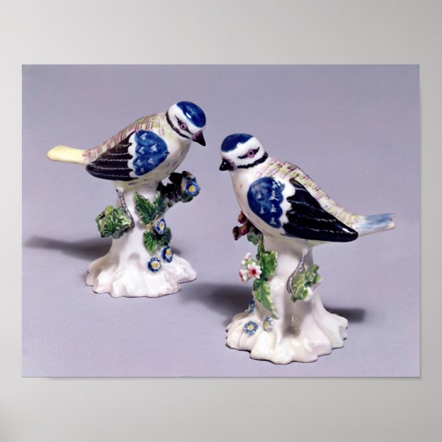 Poster Derby figures of bluetits, c.1760 (Devant)