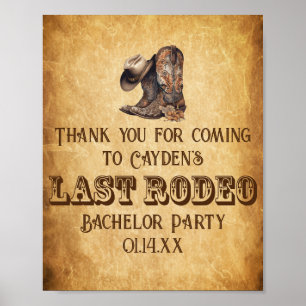 Poster Dernier Rodeo Cowboy Grunge Brown Bachelor Party
