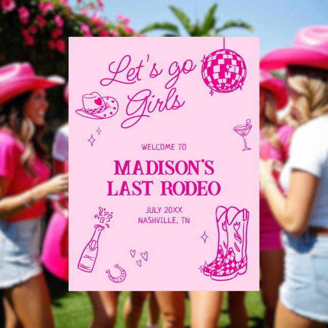 Poster Dernier Rodeo Disco Cowgirl Bachelorette Bienvenue (Créateur téléchargé)