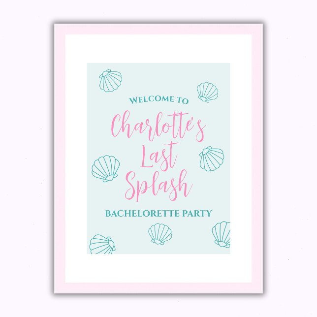 Poster Dernier Splash Seashell Beach Bachelorette Bienven (Last Splash Seashell Beach Bachelorette Welcome Poster)