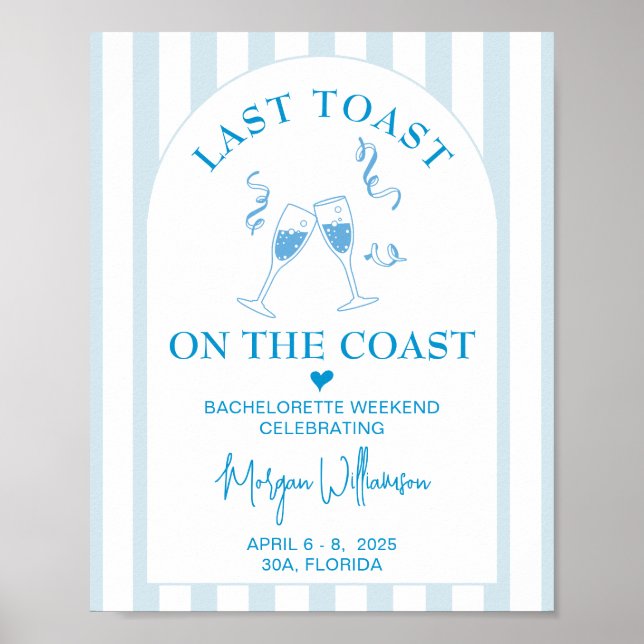 Poster Dernier Toast Sur La Côte Bachelorette Panneau, Bi (Devant)