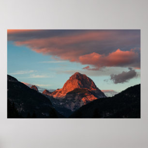 Poster Dernière lumière du soleil sur la montagne Mangart