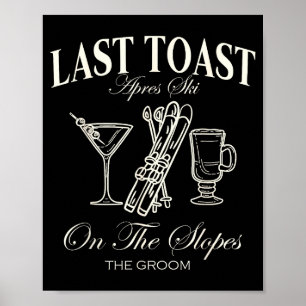 Poster Dernière toast sur les pentes célibataire ski mari