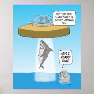 Poster Des Aliens Amusants Abandonnent Le Requin En Tant 