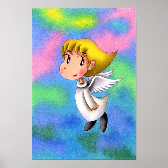 Poster Des anges volant dans le ciel. (Devant)